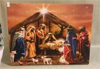 Battery operated light up nativity scene - canvas