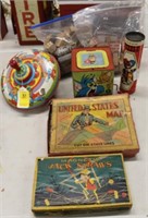 Group of Antique Toys; Three Little Pigs Spinner,