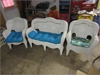 3 pc. white wicker furniture set