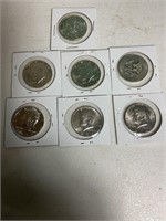 7 1964 Kennedy silver half dollars