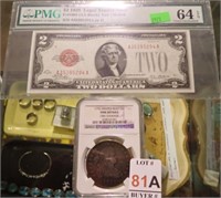 $2 BILL, 1795 DRAPED BUST COIN