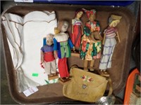 CARVED WOODEN AND SOCK DOLLS AND MORE