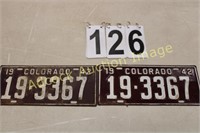 2  - 1942 Colorado License Plates