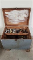 WOOD TOOL CHEST + CONTENTS