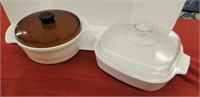 Fire King Milk Glass Casserole Dish with Amber