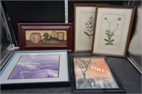 Group of 5 Small Framed Prints