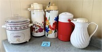 Vtg Carafe Dispensers, Crock Pot & More