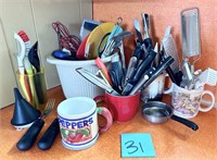 Kitchen Clean up Lot with Knives, Whisks,