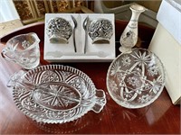 Vintage Jam Dish Set with Clear Glass Lot