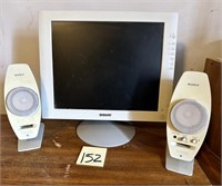 Vintage Sony Computer Screen & Speakers