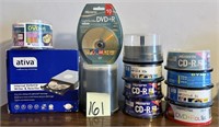 Large CD-R, DVD-R Lot with CD/DVD Writer
