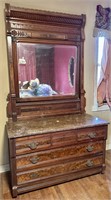Antique Eastlake Dresser w/ Marble Top & Mirror