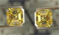 Asscher Cut Lab Created Yellow Diamond Pair