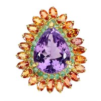 Natural Amethyst 18 Ct Colombian Emerald Sapphire
