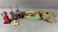 4pc Vtg Tin Litho+ Toys w/ Patton Tank