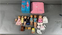Vtg Dolls w/ Clothing & Skipper Carrying Case