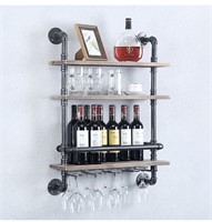 New Industrial Pipe Shelf Wine Rack Wall Mounted