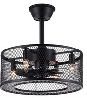 New VONLUCE 18" Caged Ceiling Fan with Light,