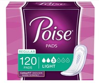 120CT Poise Incontinence Pads, Light Absorbency