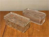 2 Vintage Glass Refridgeratorwares