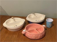 3 Children's Slotted Plates & Cup