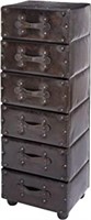 Deco 79 Wood Vintage Faux Leather 6 Drawer Chest
