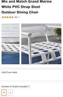 White PVC strap steel outdoor dining chair
