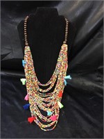 UNIQUE SEED BEAD NECKLACE / COLORFUL MULTI STRANDS