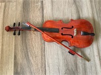 ORNAMENTAL WOODEN VIOLIN AND BOW