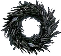 MOVINPE Black Feather Wreath Halloween Wreath