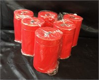LOT OF 6  NEW RED METAL CANISTERS W/ LID