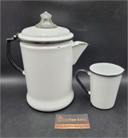 Enamelware Coffee Pot & Measuring Cup