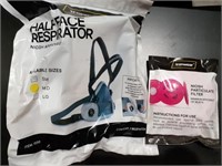 QTY 90-Sm/Med/LG Respirator Mask & 400filters