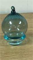 Boule Turquoise Blown Glass Ornament w/stand