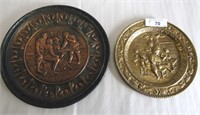 2 English Relief Metal Plates