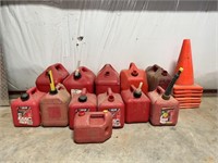 Gas cans and caution cones