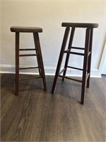 Pair of Wooden Bar Height Stools