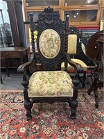 Victorian, walnut curved armchair