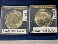 JFK 1964-D & 1964-P Silver Half Dollars