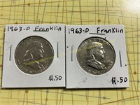 1963-D &1961 Franklin Half Dollar