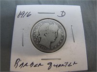 Silver 1916 D Barber Quarter