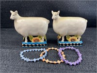 Sheep Salt Shakers with Bracelets