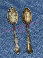 (2) Old Sterling silver spoons (1.05 ozt) San Fran