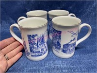 (4) Staffordshire England tall mugs