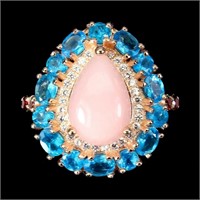 Natural Pink Opal & Brazil  Apatite Ring