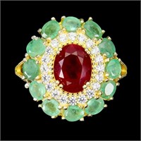 Natural Colombian Emerald & Pigeon Blood Red Ruby