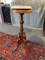 Small round marble top pedestal
