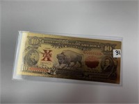 24kt GOLD $10 US BUFFALO Note Bill