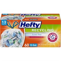 60Pk Hefty Recycling Clear Trash Bags Clear