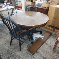 Antique  44" oak pedestal table and chair set